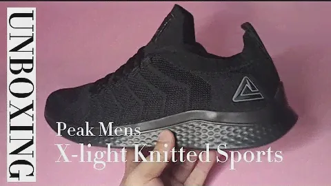 Murang Authentic na Running Shoes- Unboxing Peak Mens X-light Knitted Sports with P-motive All black