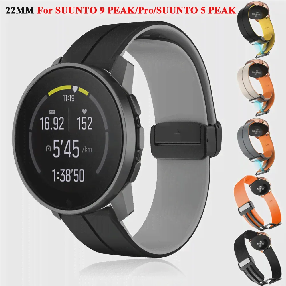 сменные Ремешки для Часов 22 мм Для SUUNTO 9 PEAK Pro, браслет Для SUUNTO 5 Peak/Oneplus, Силиконовые Браслеты С Магнитной пряжкой